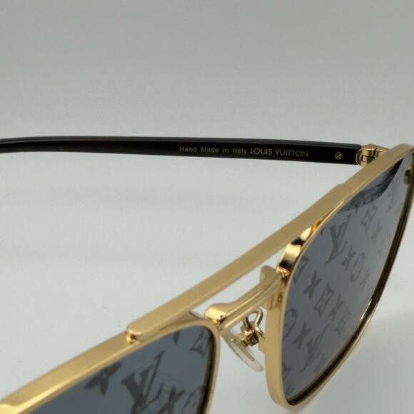 Louis Vuitton LV Monogram Aviator Signature Metal Square Sunglasses Z1942U - Picture 6 of 7